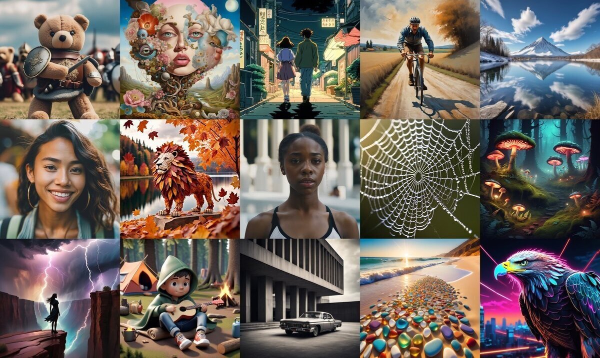 Все изображения в коллаже — дело рук Stable Diffusion. Источник фото: stability.ai