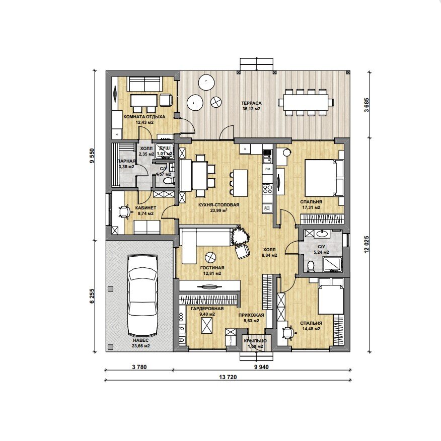 3 варианта планировки (листай вправо)