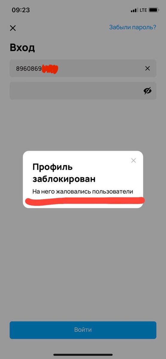 Причина блокировки жалобы