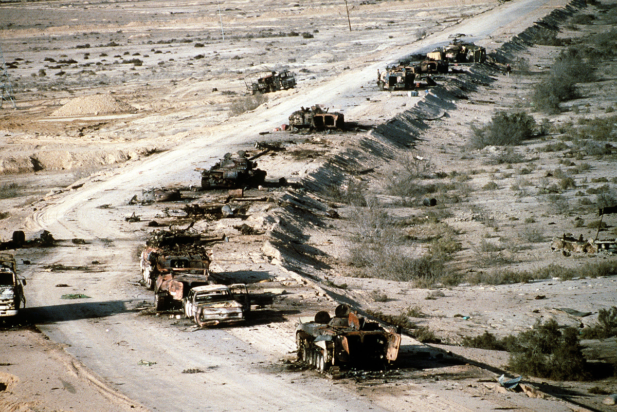 Ирак шоссе. Ирак 1991 буря в пустыне.