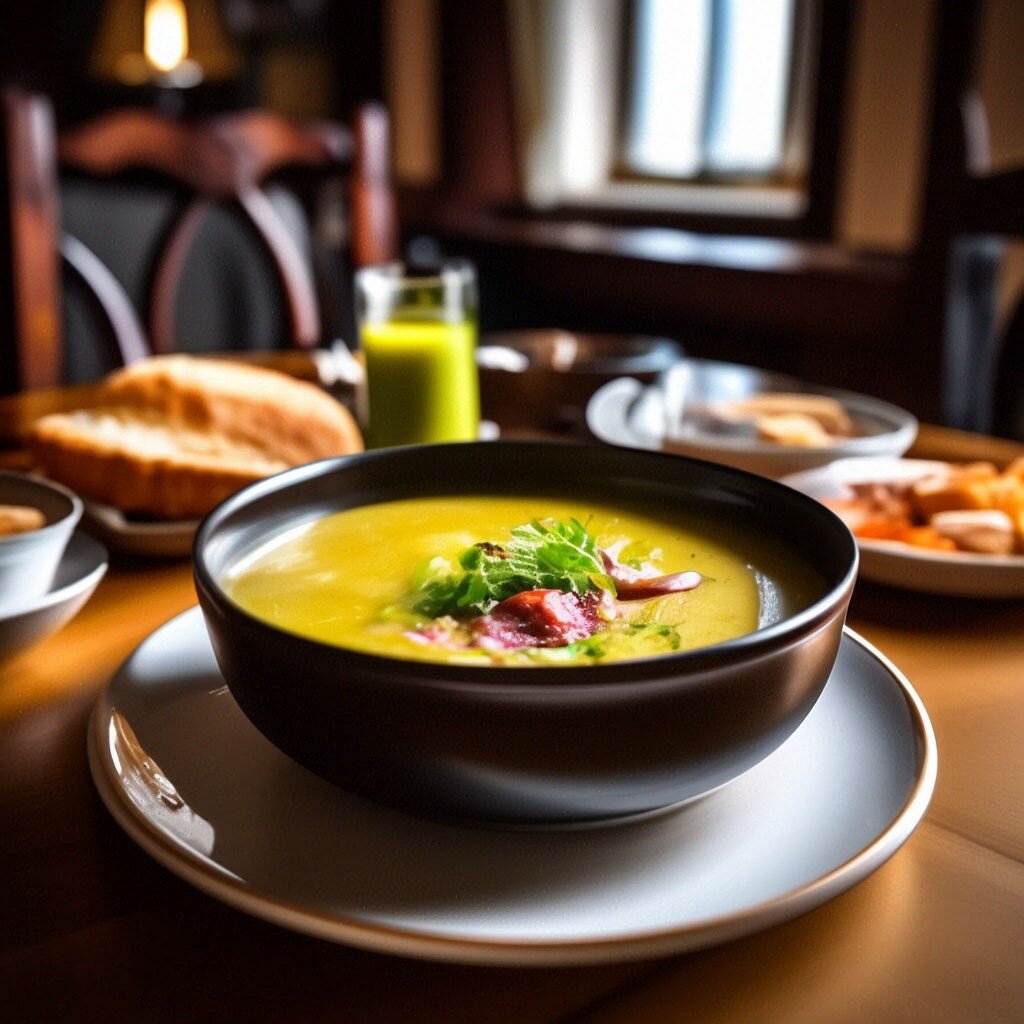  🥣 Гороховый суп с копченостями: Вкус традиции и теплота в каждой ложке! 🍲  Привет, друзья! Сегодня мы хотим поделиться с вами рецептом традиционного горохового супа с копченостями.