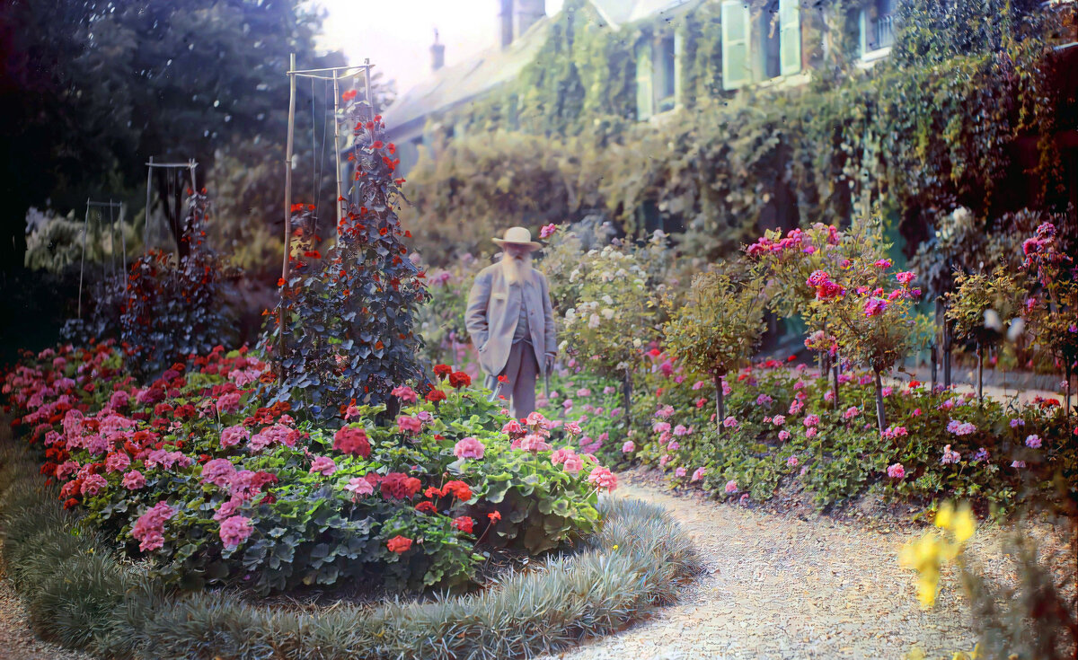 Клод Моне в саду, который сажал более 40-ка лет, и лучшим подарком для него были семена.