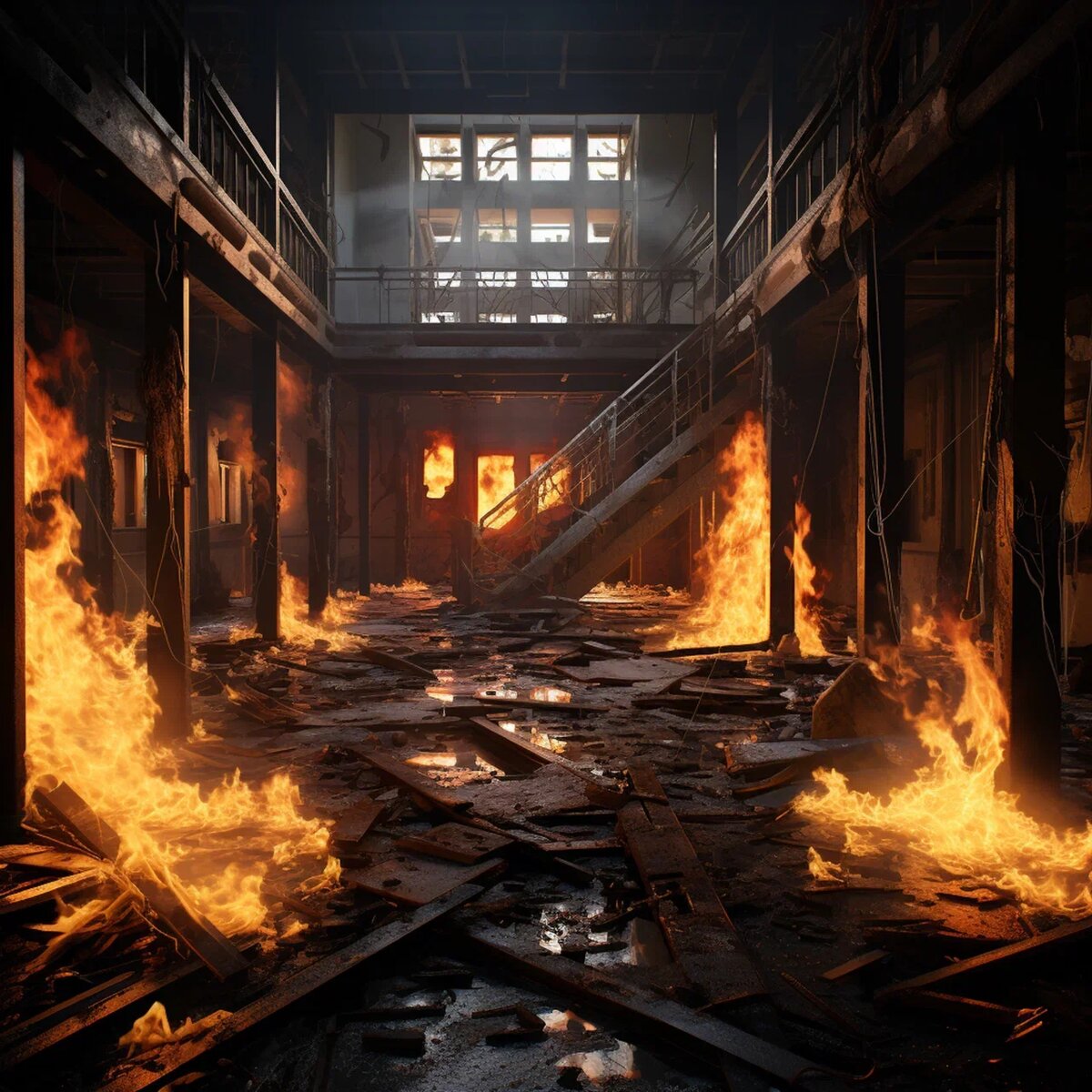The room is on fire