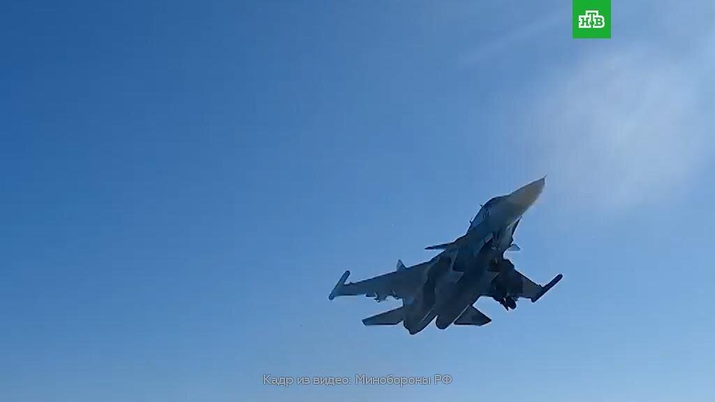    Российский    Су-34    фугасными авиабомбами уничтожил опорник и живую силу ВСУ