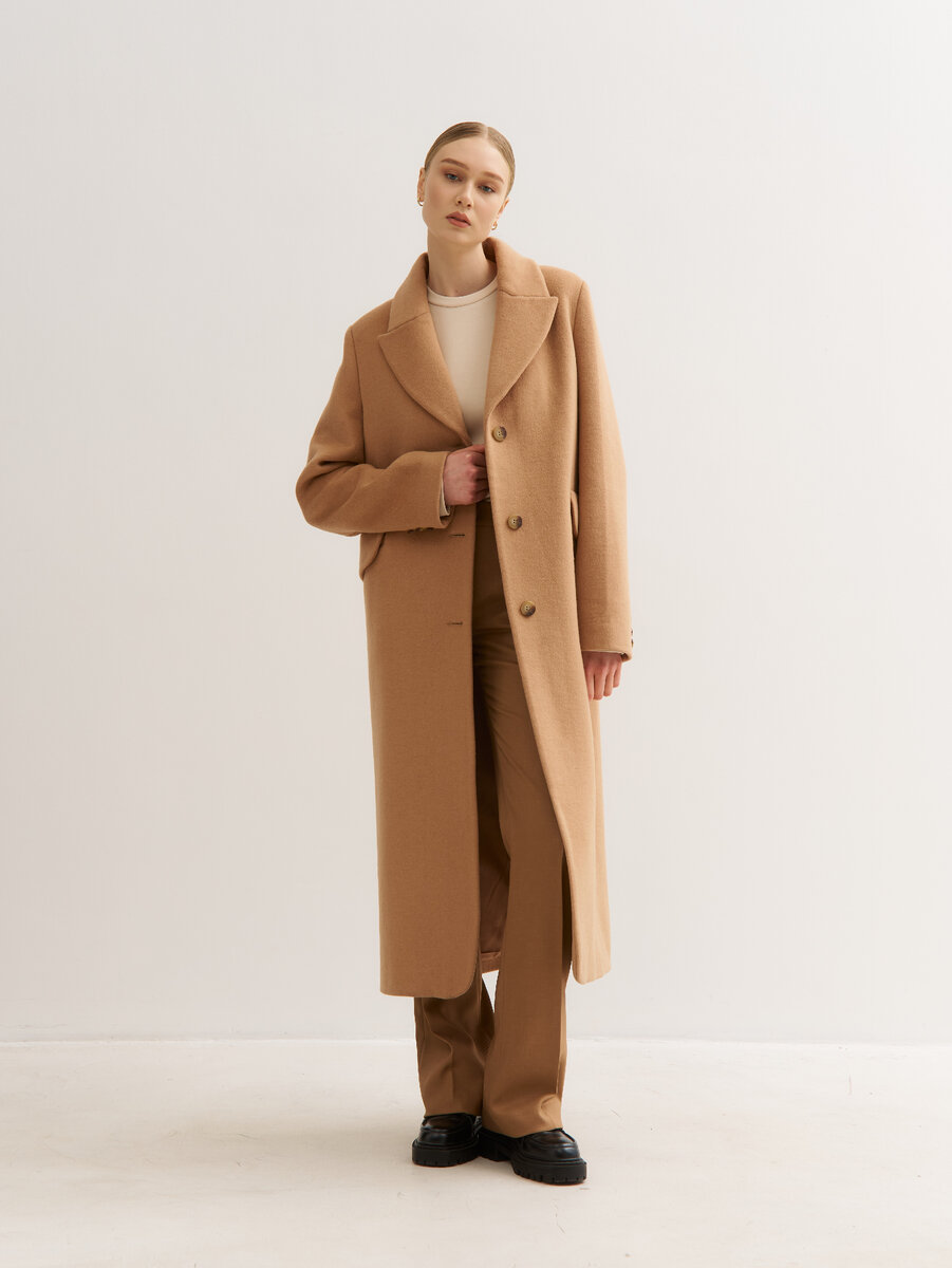 Песочное прямое пальто VIRELE