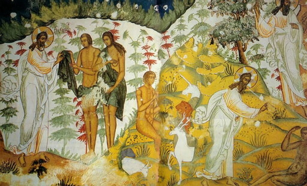 "Адам и Ева в Раю". Икона.