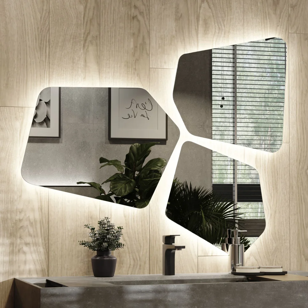 Зеркала необычной формы с подсветкой станут акцентным элементом интерьера. Зеркало Raval Facet 