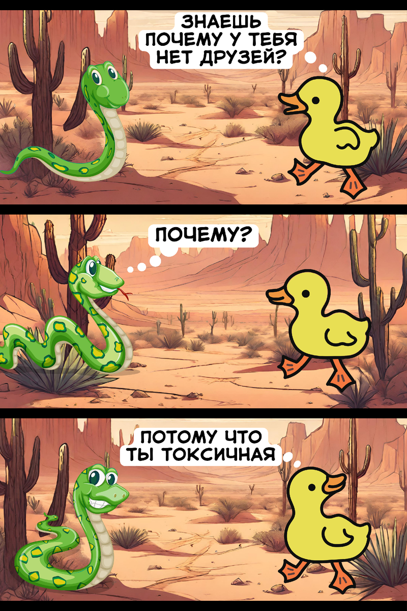 Цыпленок рассказал змее почему у нее нет друзей