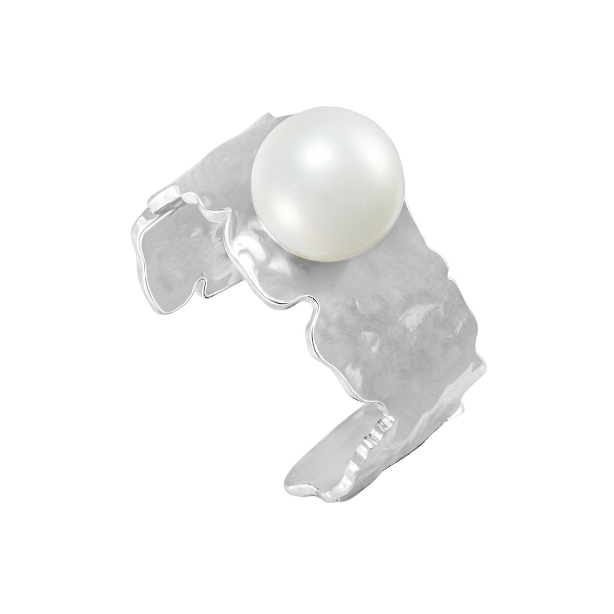 КОЛЬЦО "GLOSSY RODIUM" С ЖЕМЧУГОМ И. FLEUR DE LYS