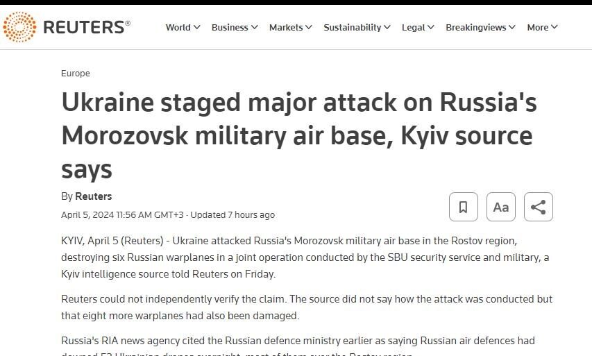 В США поспешили напеть дифирамбы Зеленскому. Скриншот с сайта reuters.com 