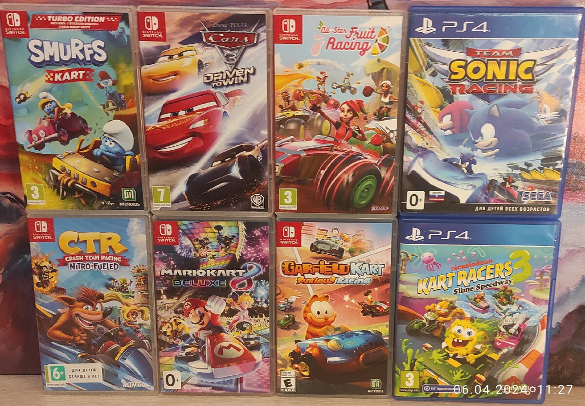 Абсолютным чемпионом я считаю Mario Cart 8 ,  Это самая красочная и интересная гонка из всех в которые я играл , я не знаю что за магия но когда я ее запустил то очнулся уже после 200 заездов . 