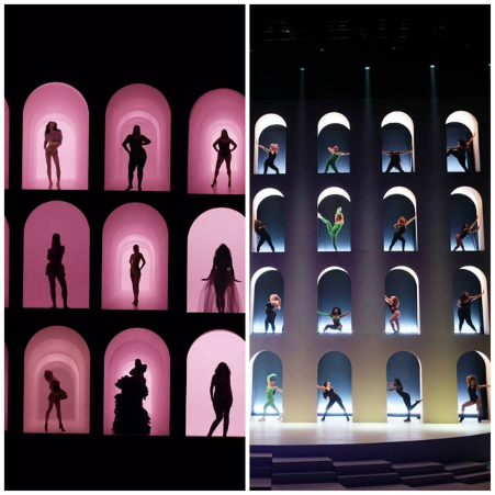 Слева: фон Victoria’s Secret. Справа: фон показа мод Рианны. Сходство очевидно.