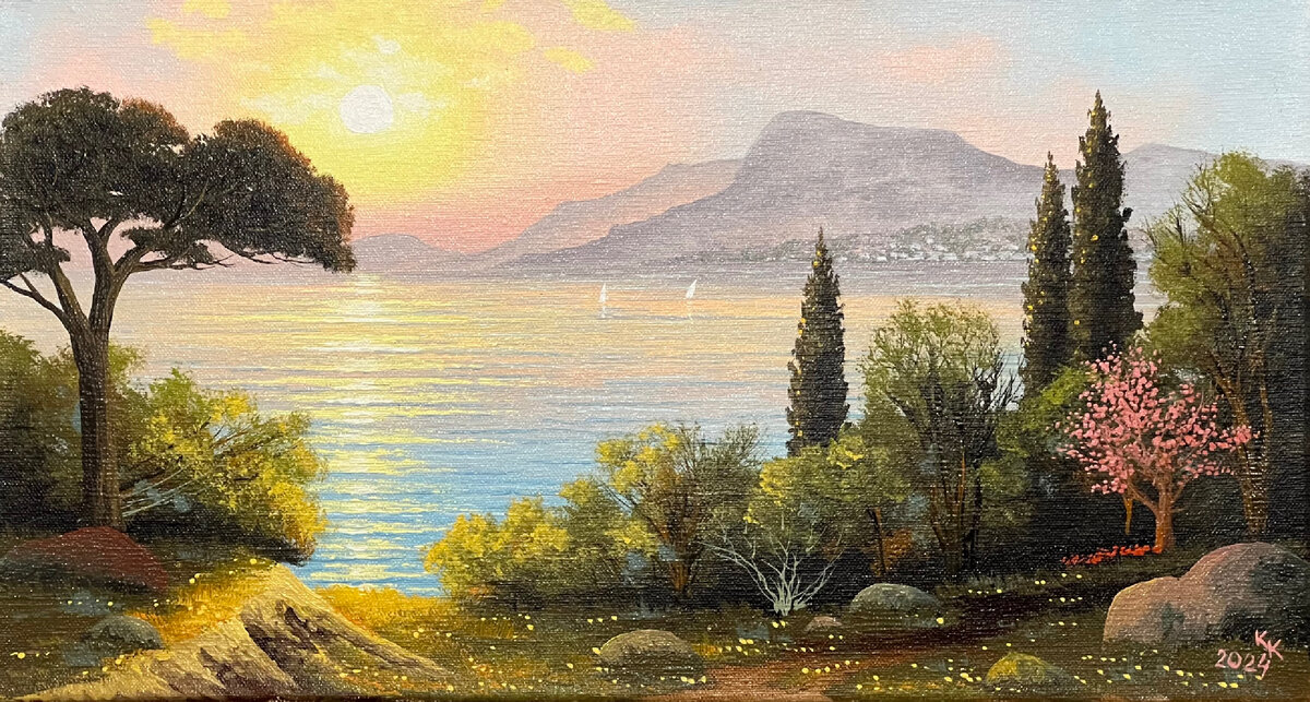 Алушта 25х45см холст масло 2024
