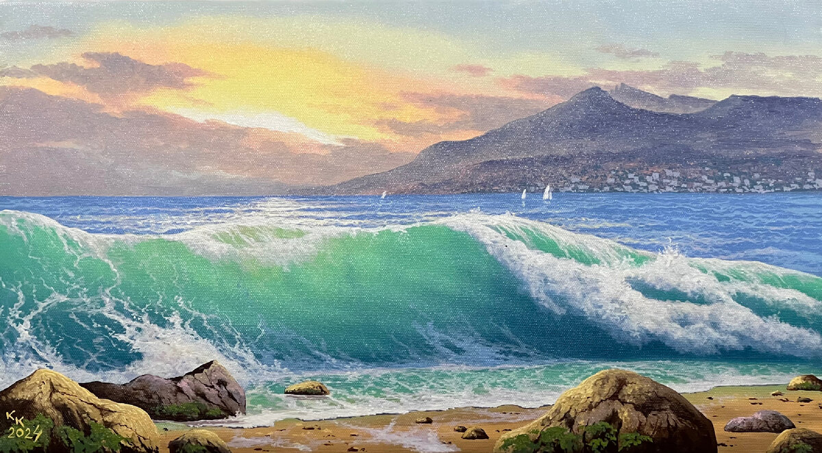 У берегов Ялты 25х45см холст масло 2024