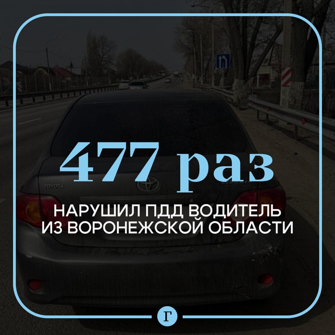 🚙 Под Воронежем задержали водителя, 477 раз нарушившего ПДД. | Газета.Ru |  Дзен