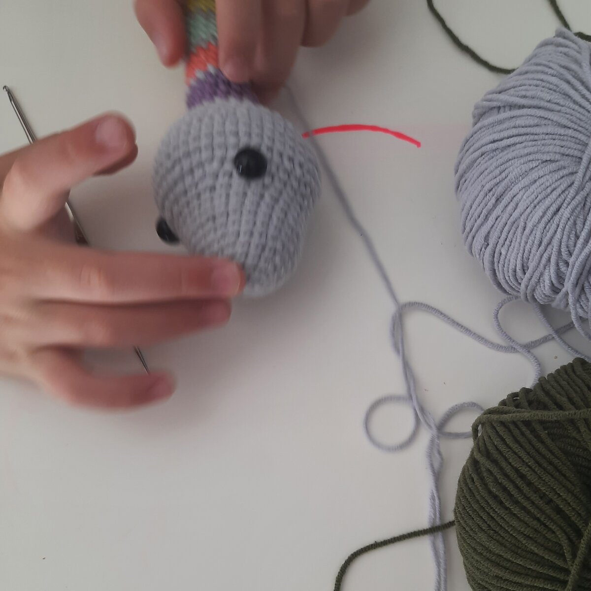 В процессе вязания