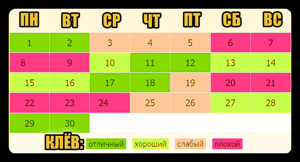 Календарь клева рыбы - Яндекс Игры