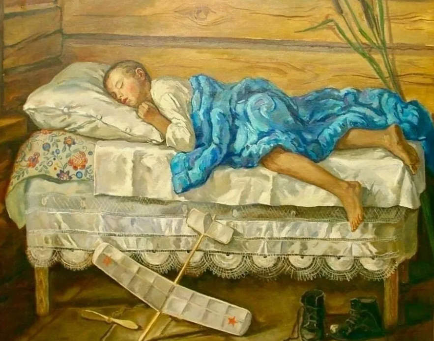 Худ. В. И. Переяславец. "Налетался", 1957 г.