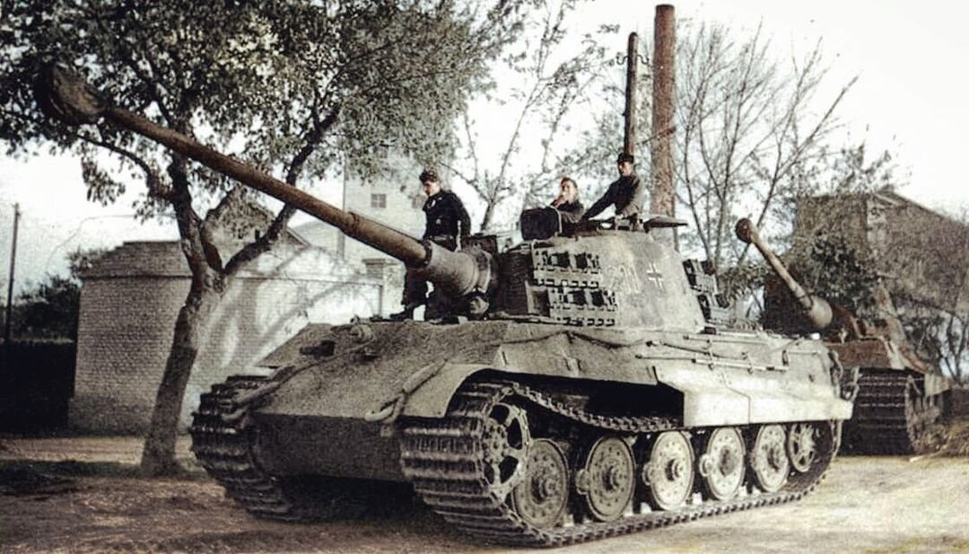 Два Panzerkampfwagen VI Ausf. B "Tiger II" из состава schwere Panzer-Abteilung 503 в Венгрии, ноябрь 1944 г.