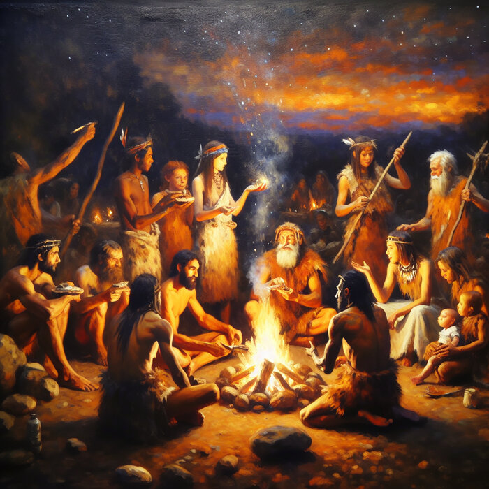 Первобытные люди у костра