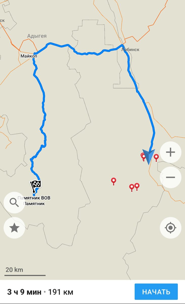 Карта нашего маршрута выглядела приблизительно так .