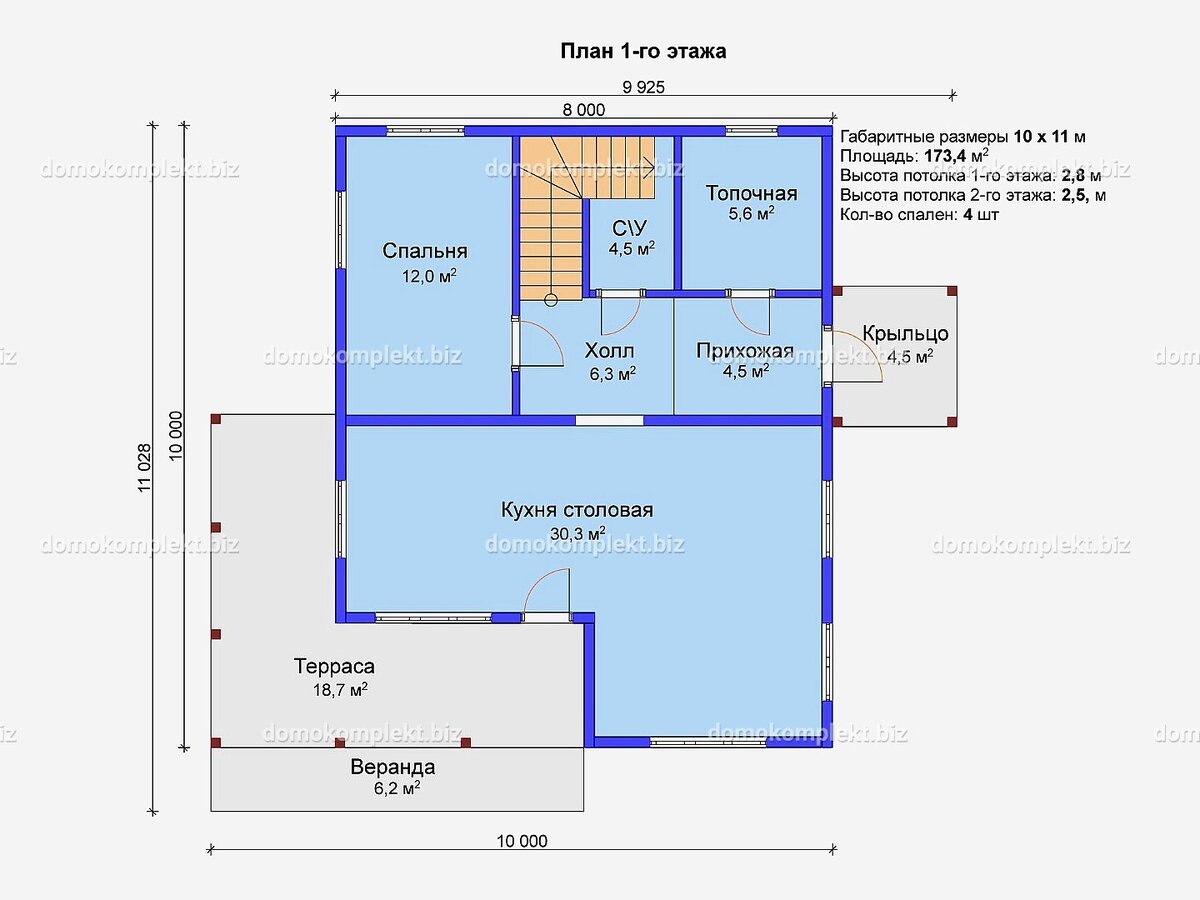 Планировка 1-го этажа дома