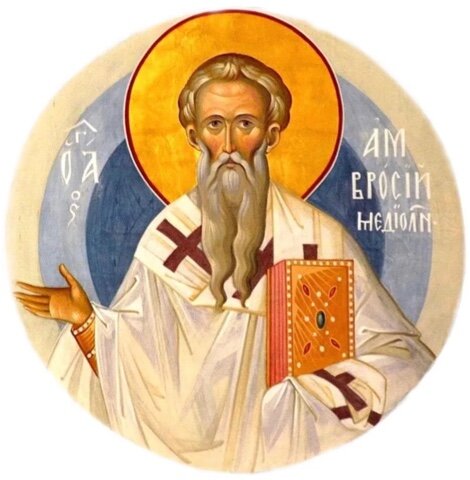 Святитель Амвросий Медиоланский (ок. 339–397), епископ  Медиоланский (современный г. Милан), один из великих западных отцов Церкви, богослов, гимнограф, проповедник: