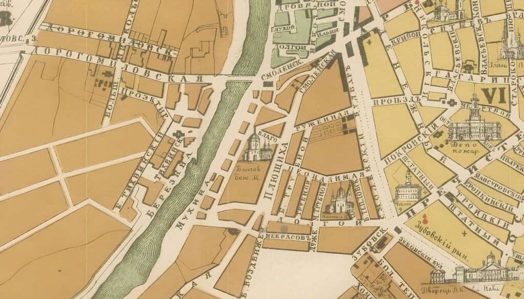  Церковь Благовещения Пресвятой Богородицы на карте Москвы 1878 г. retromap.ru