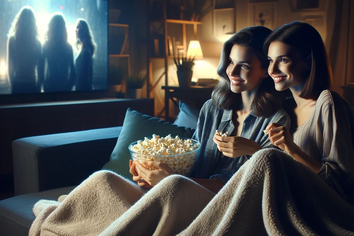 В подборке вы легко найдете идеальный жанр фильма для просмотра с подругой. Источник: нейросеть📷
