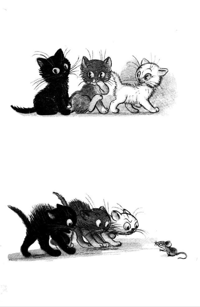 "Три котёнка". Иллюстрация Владимира Сутеева. Фото взято из открытых источников в сети Интернет.