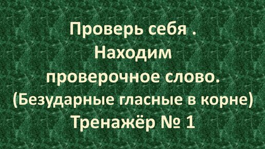 Проверь себя. Находим проверочное слово. (Безударные гласные в корне) Тренажёр № 1 ) /1 – 2 класс/ 5+.