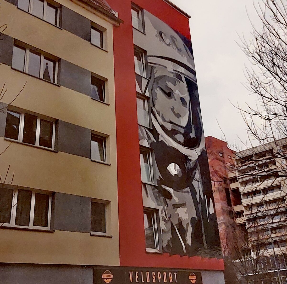Мурал с Гагариным. Эрфурт, Германия 