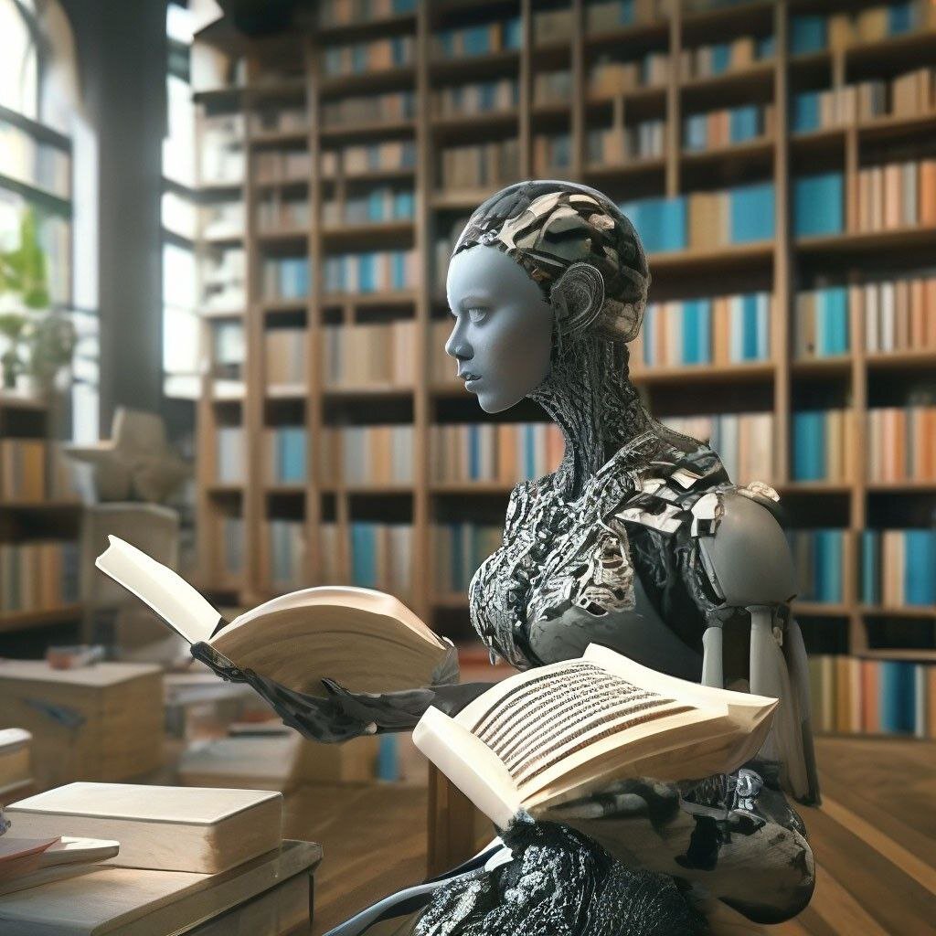 Картинку с ИИ-библиотекарем сгенерировала нейросеть