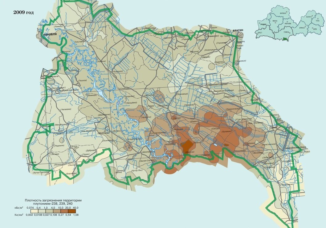 Карта загрязнения Плутонием.