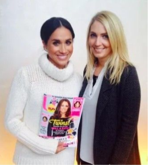 Меган с журналом, где изображена Кейт Миддлтон задолго до знакомства с Гарри.