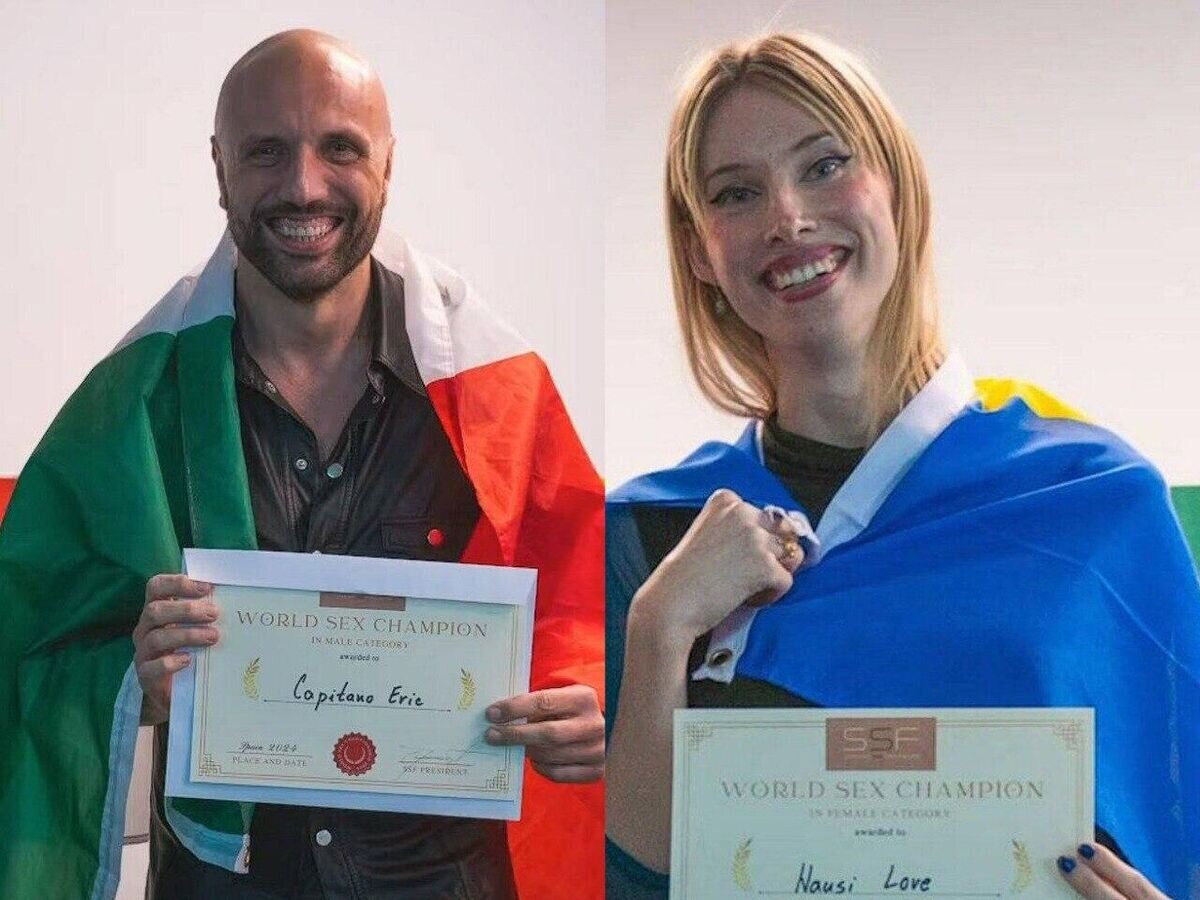    Победители чемпионата мира по сексу - 2024 итальянец Эрик Капитано и шведка Нози Лав© Фото : Социальные сети чемпионата мира по сексу