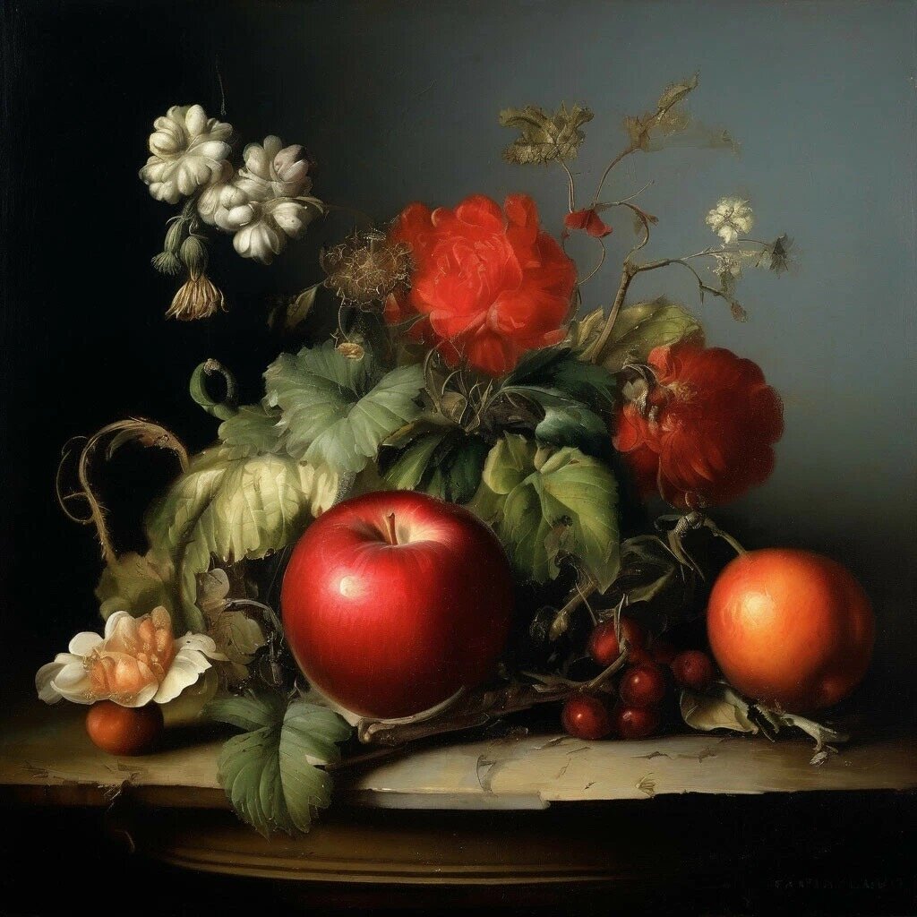 Цветочные натюрморты в стиле художников 16-18 в.
