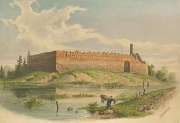 Василий Васильевич Грязнов. "Лидский замок ХIV века" Акварель. 1860-1870 гг.