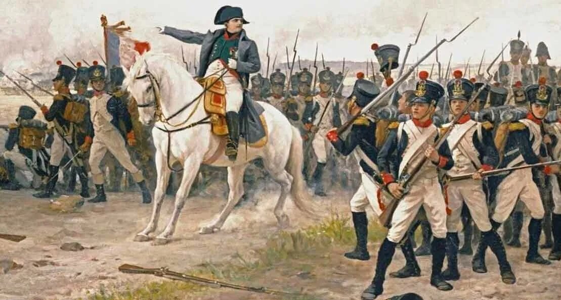 Наполеон среди тиральеров Молодой Гвардии, 1813 г.