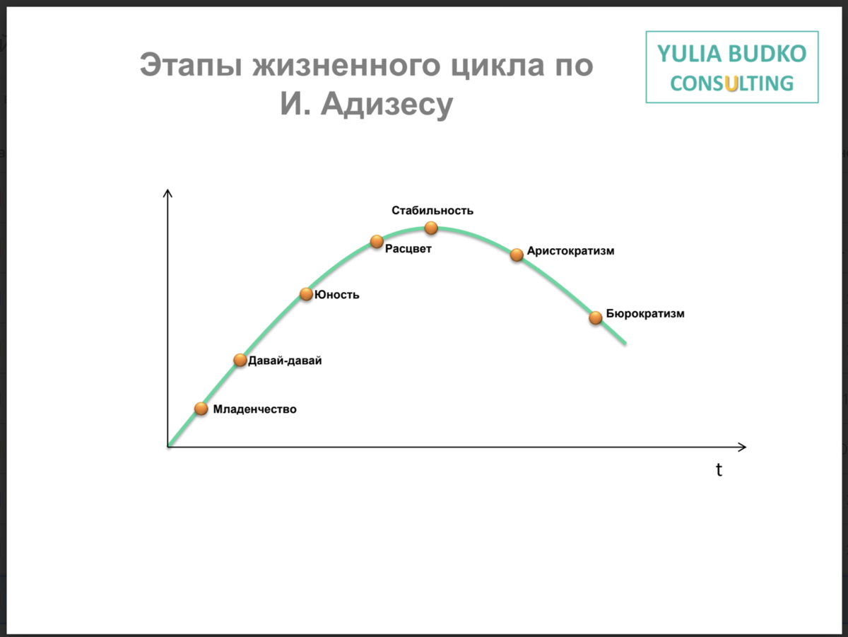 Этапы жизненного цикла компании по И. Адизесу