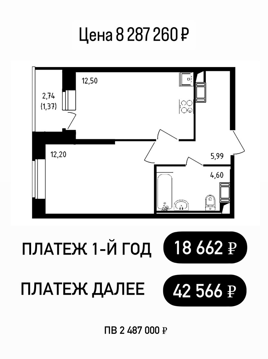 Сниженная ставка на первый год. Пример
