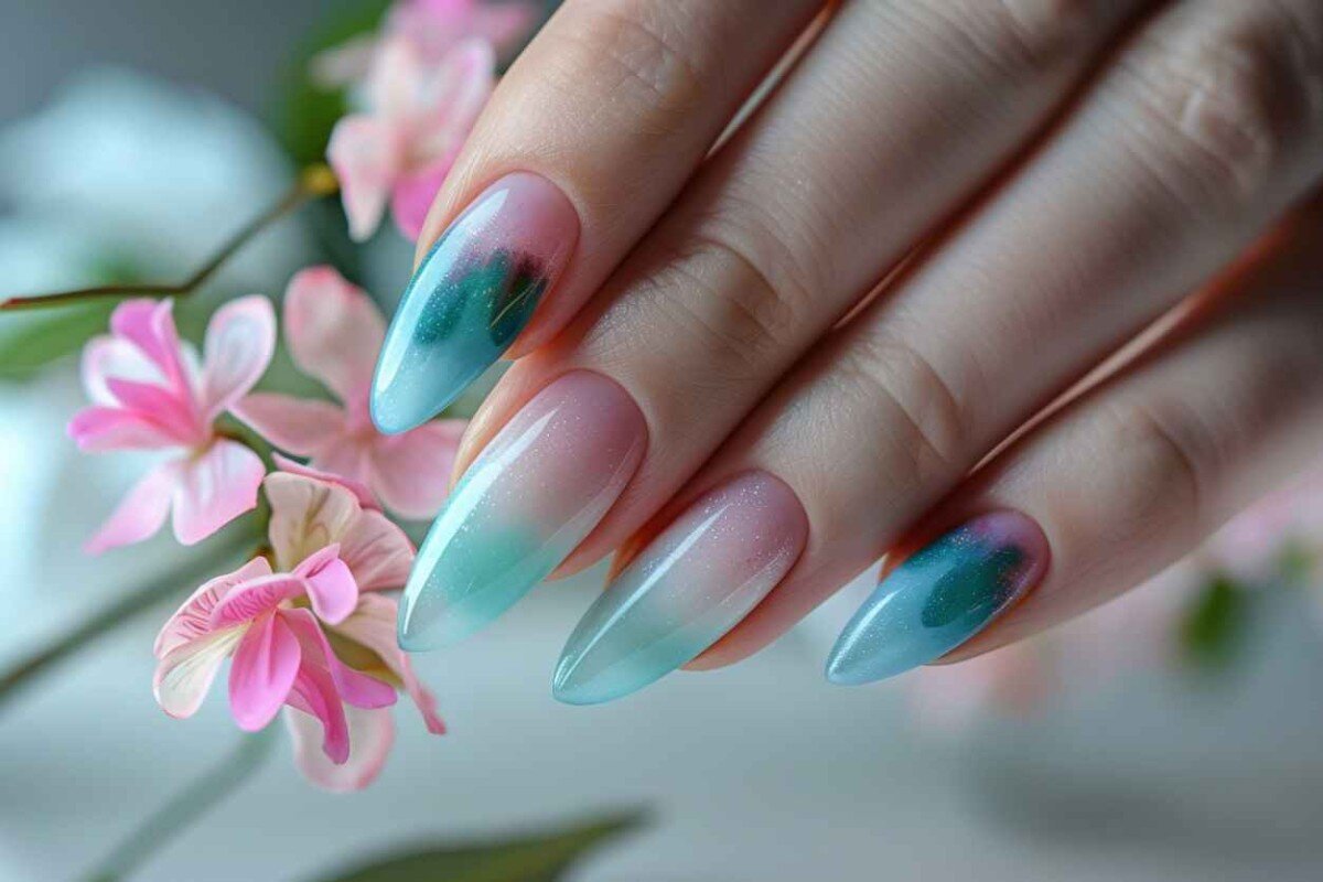 Nail design "Pink Poppies,Дизайн ногтей "Розовые Маки" Purple nails, Nail design