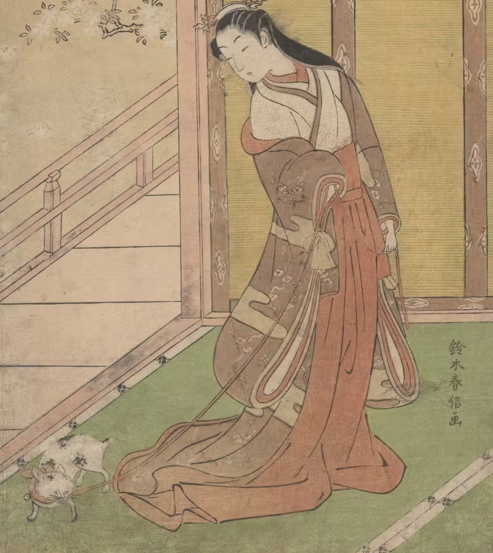 Уродливо нарисованный кот на поводке, ну жуть же)