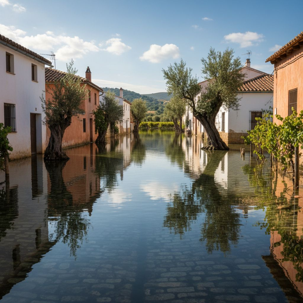 Вода затопила деревню.