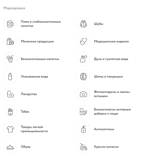 Товары, подлежащие маркировке «Честный ЗНАК»
