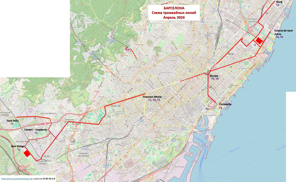 Схема трамвайных линий