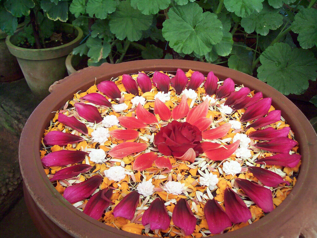 Ранголи из цветов в честь Югади /en.wikipedia.org