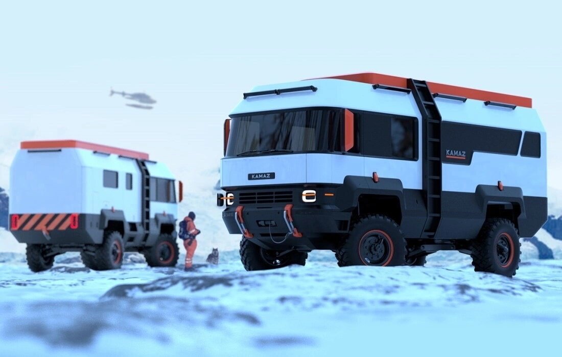  Kamaz Bison получил однообъёмный кузов с большой площадью остекления в передней части.