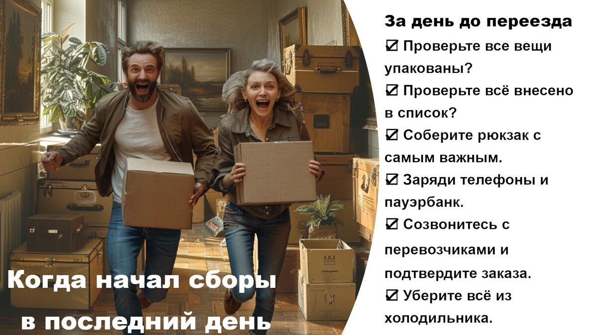 Что делать за день до переезда? 