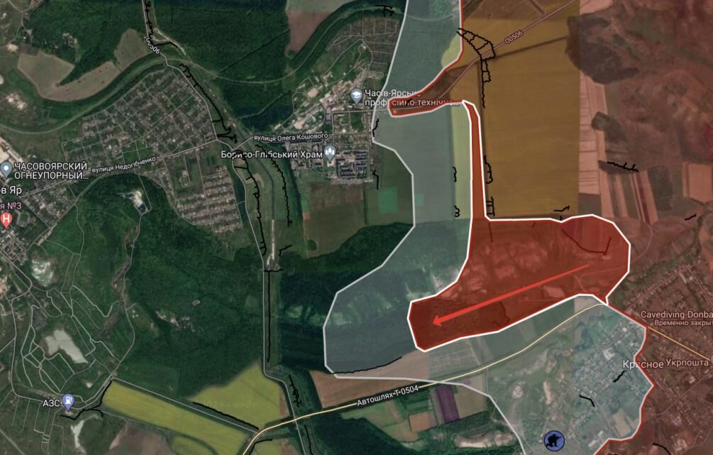    Карта СВО. Продвижение на юге Часов Яра.